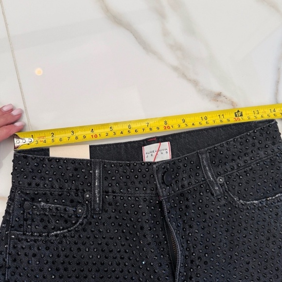 Alice + Olivia Trish baggy wide leg embellished sequin blk/black 26 Jean NWT - Picture 9 of 13